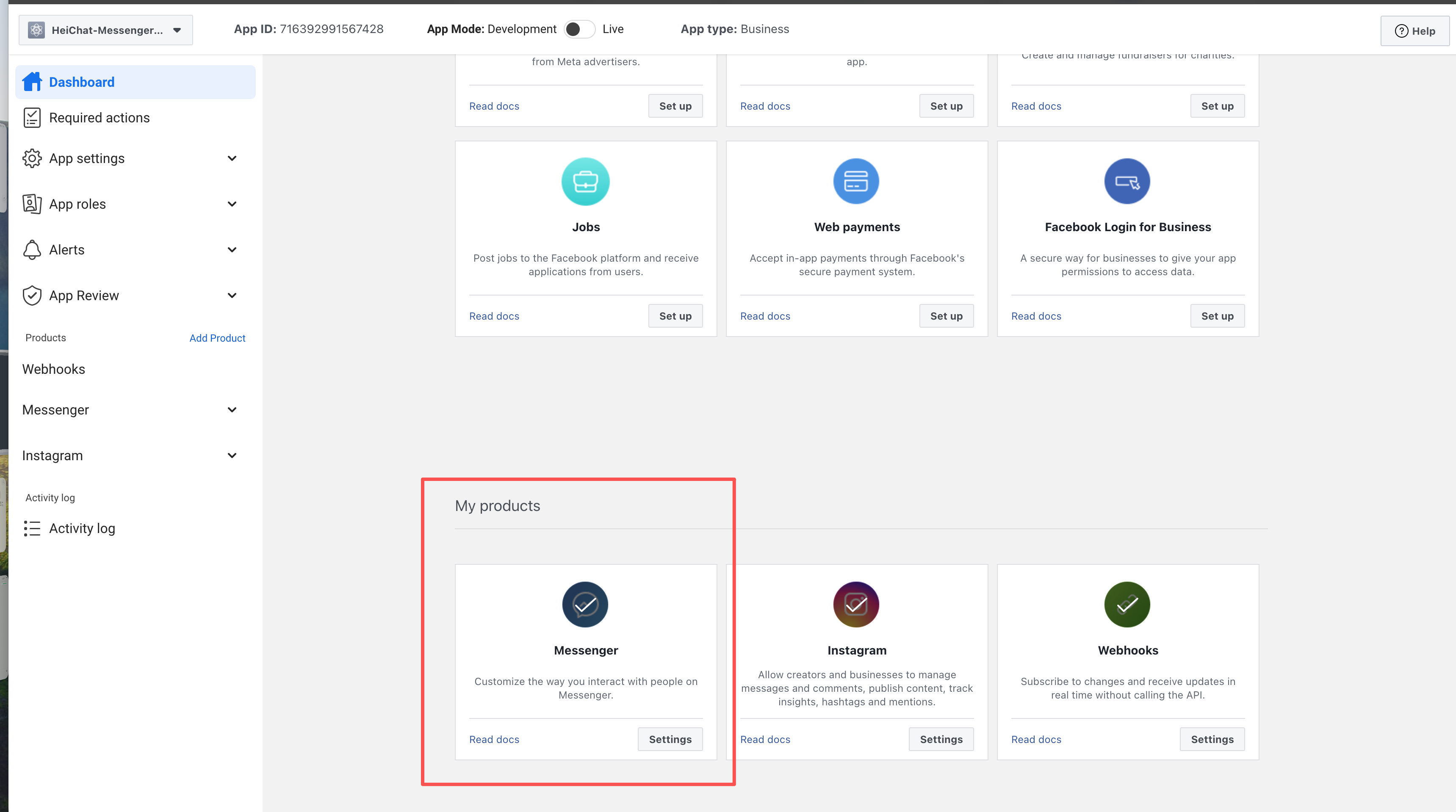 Add Messenger Product