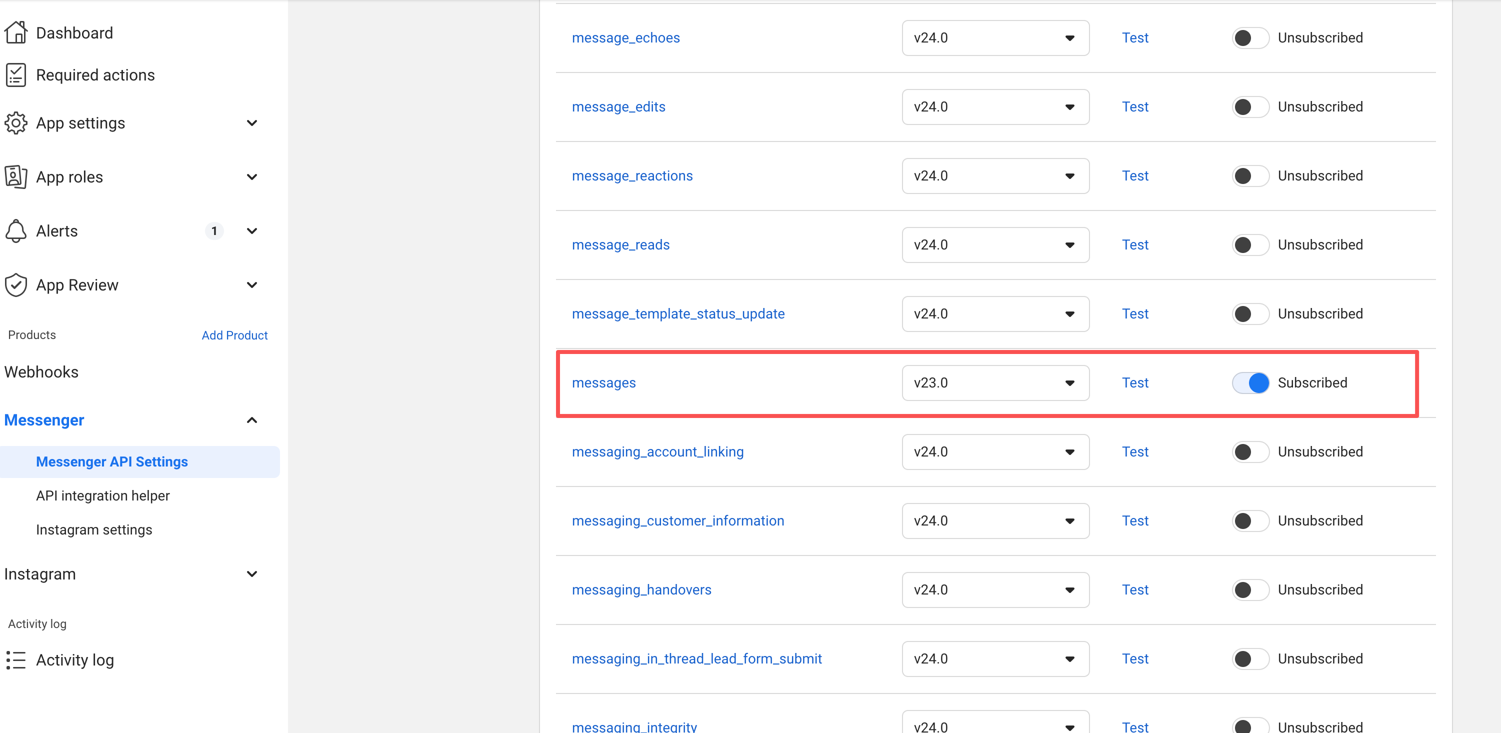 Webhook Subscription
