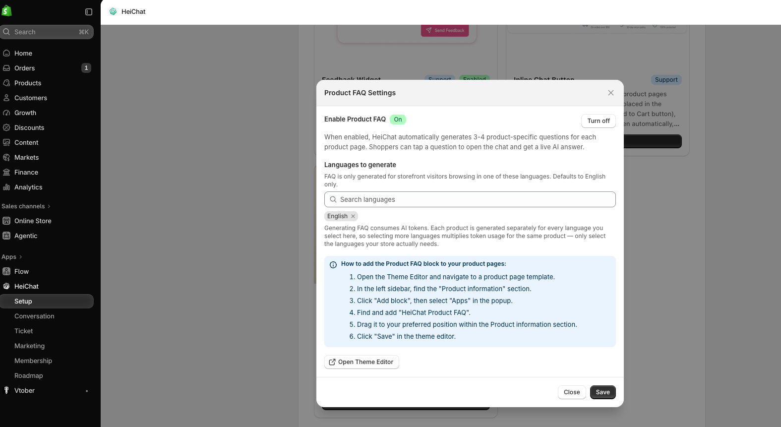 Product FAQ settings