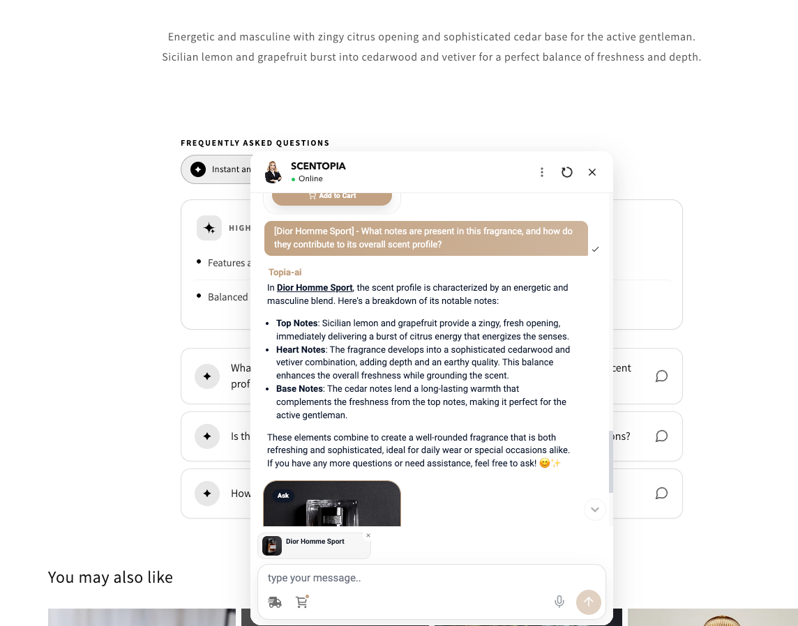 Product FAQ displayed on a product page